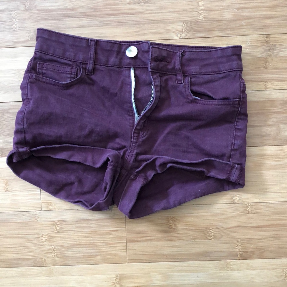 Maroon jean shorts